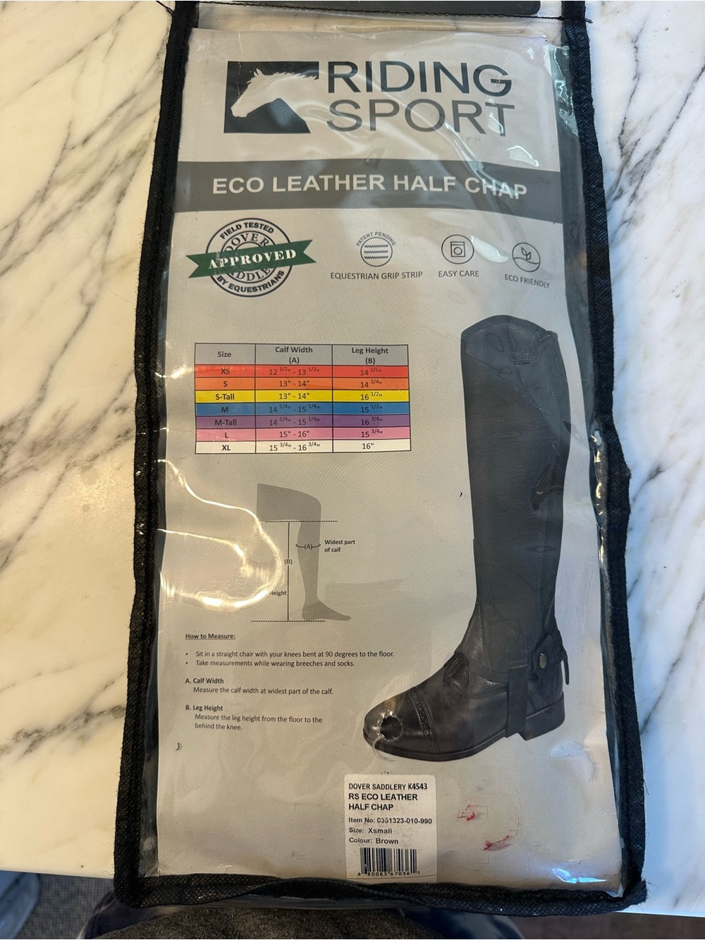 Riding Sport Eco Leather Half Chaps- Brown